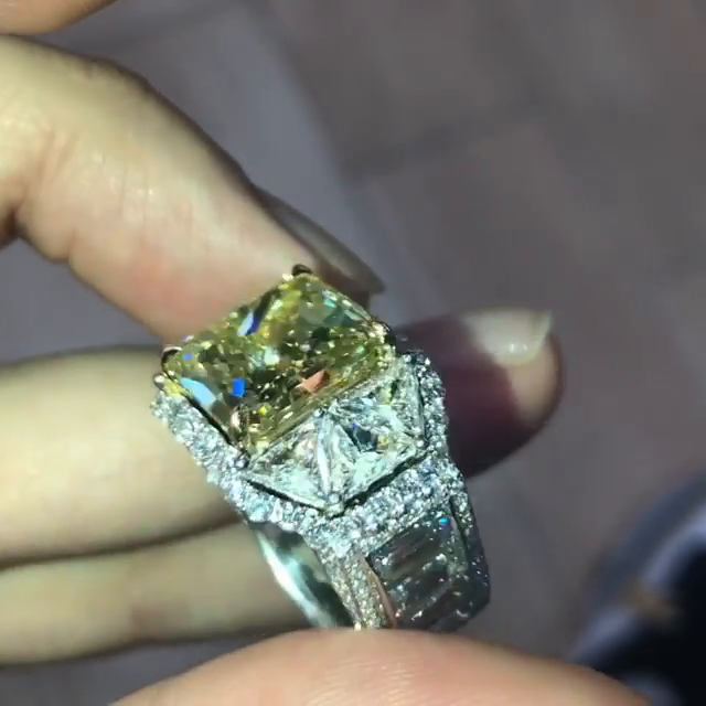 10ct Princess Cut Yellow Sapphire Full Set Handmade Men's Ring