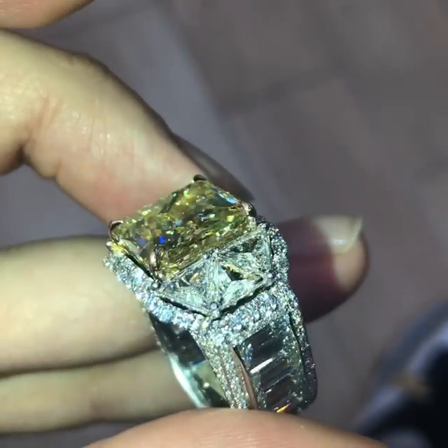 10ct Princess Cut Yellow Sapphire Full Set Handmade Men's Ring