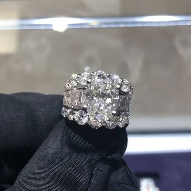 5.2ct Oval Cut White Sapphire Classic Handmade Ring