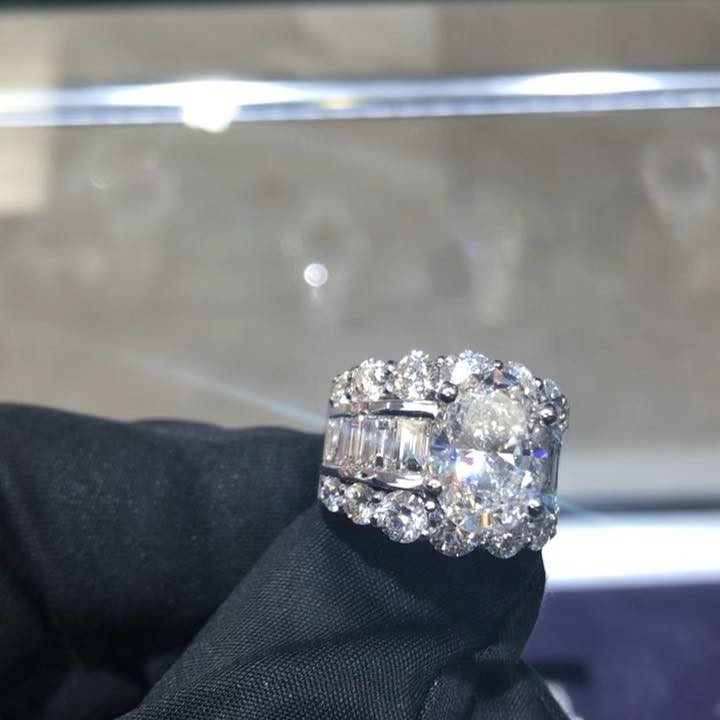 5.2ct Oval Cut White Sapphire Classic Handmade Ring