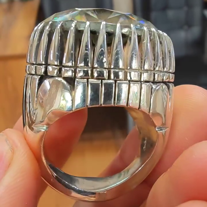 15ct Round Cut White Sapphire Claws Vintage Handmade Men's Ring