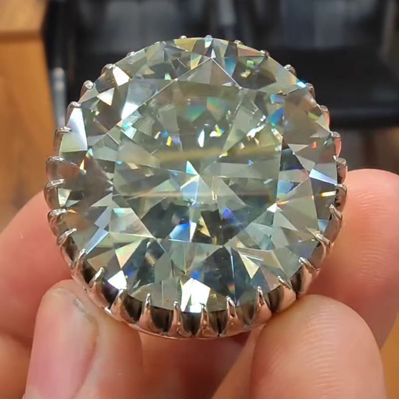 15ct Round Cut White Sapphire Claws Vintage Handmade Men's Ring