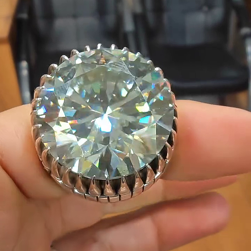 15ct Round Cut White Sapphire Claws Vintage Handmade Men's Ring