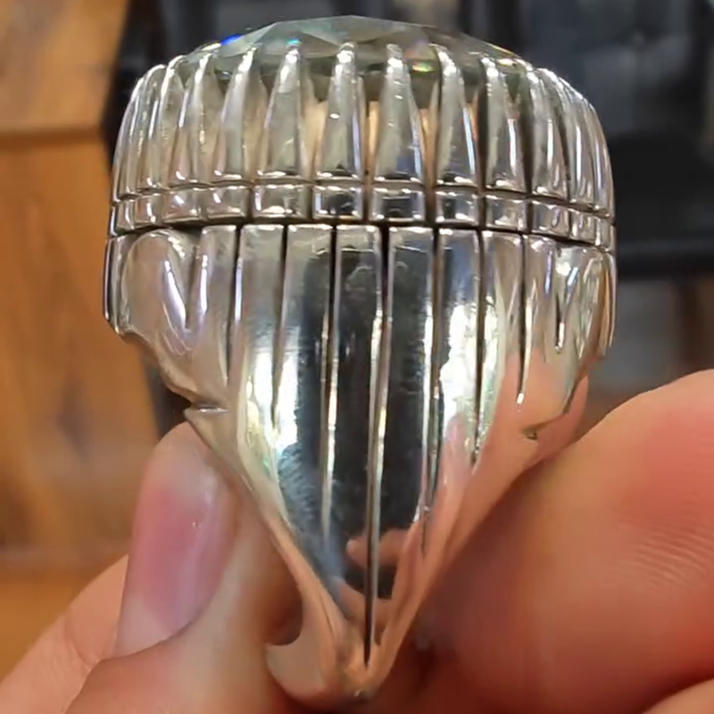 15ct Round Cut White Sapphire Claws Vintage Handmade Men's Ring