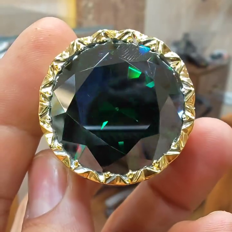 15ct Round Cut Emerald Green Two-Tone Vintage Handmade Men's Ring