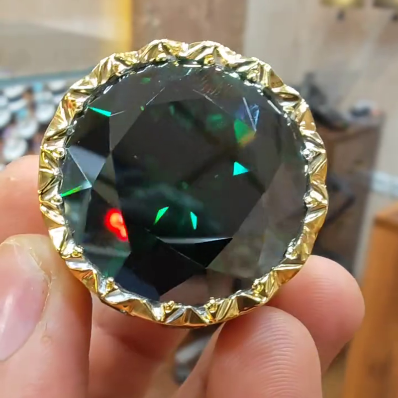 15ct Round Cut Emerald Green Two-Tone Vintage Handmade Men's Ring