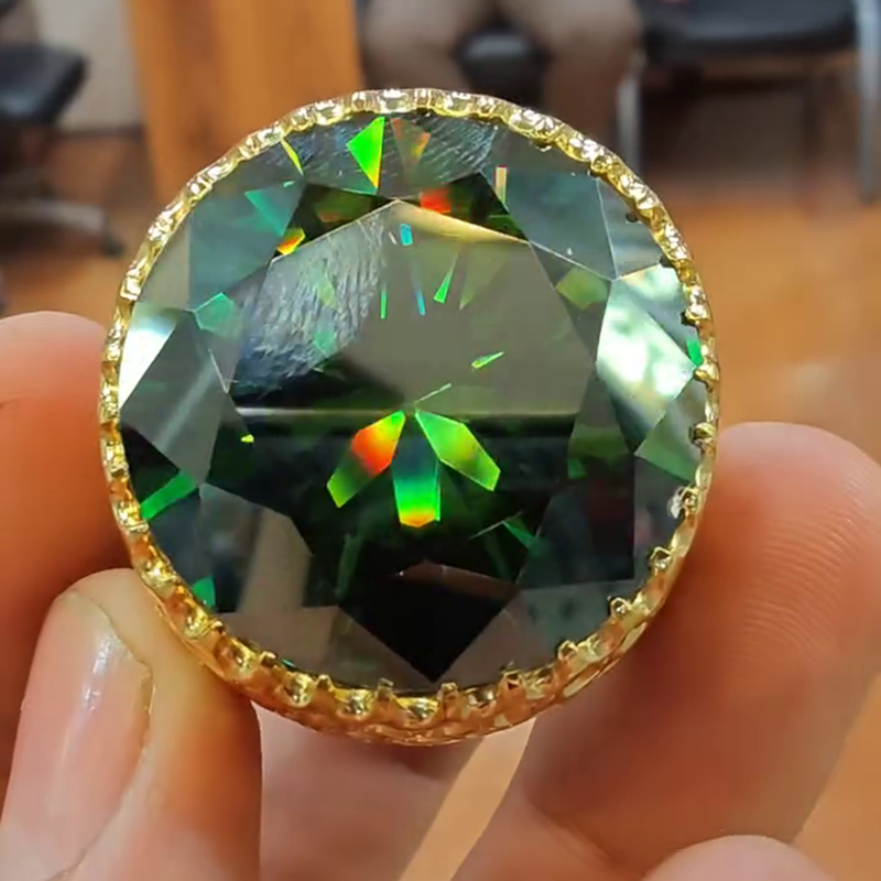 15ct Round Cut Emerald Green Hollow Yellow Gold Handmade Men's Ring