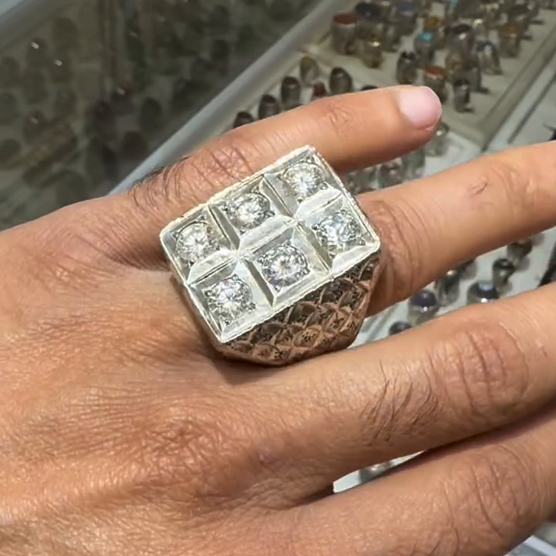 12ct Round Cut White Sapphire Vintage Handmade Men's Ring