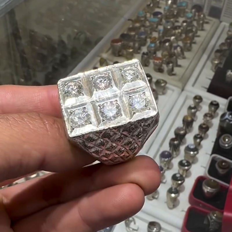12ct Round Cut White Sapphire Vintage Handmade Men's Ring