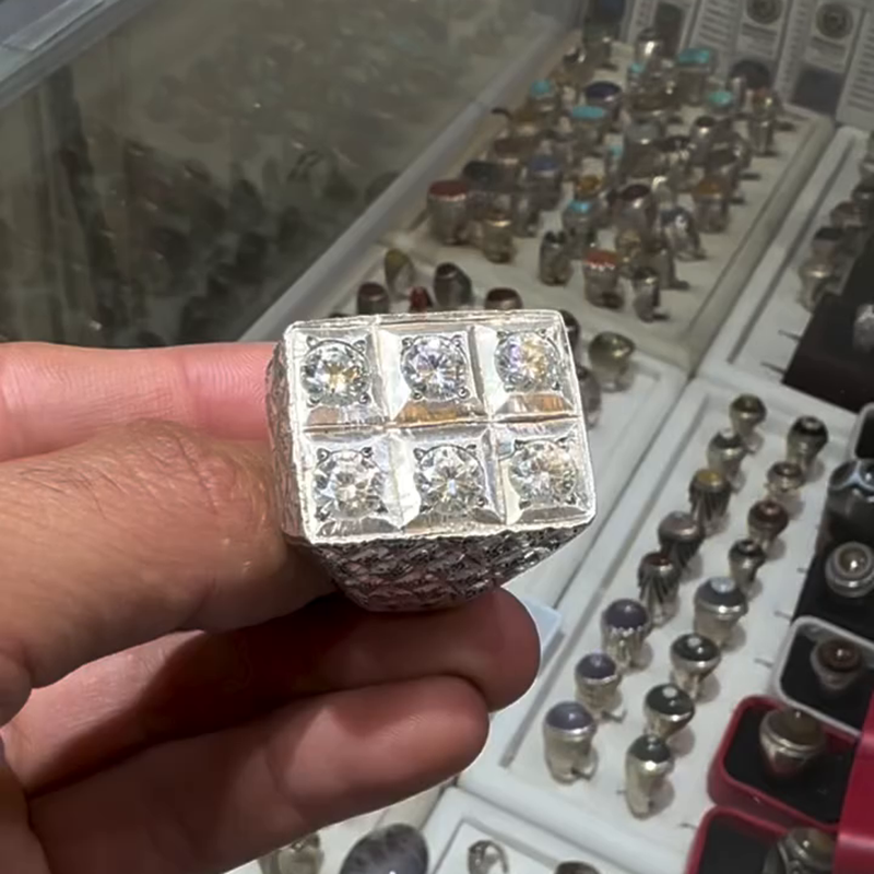 12ct Round Cut White Sapphire Vintage Handmade Men's Ring