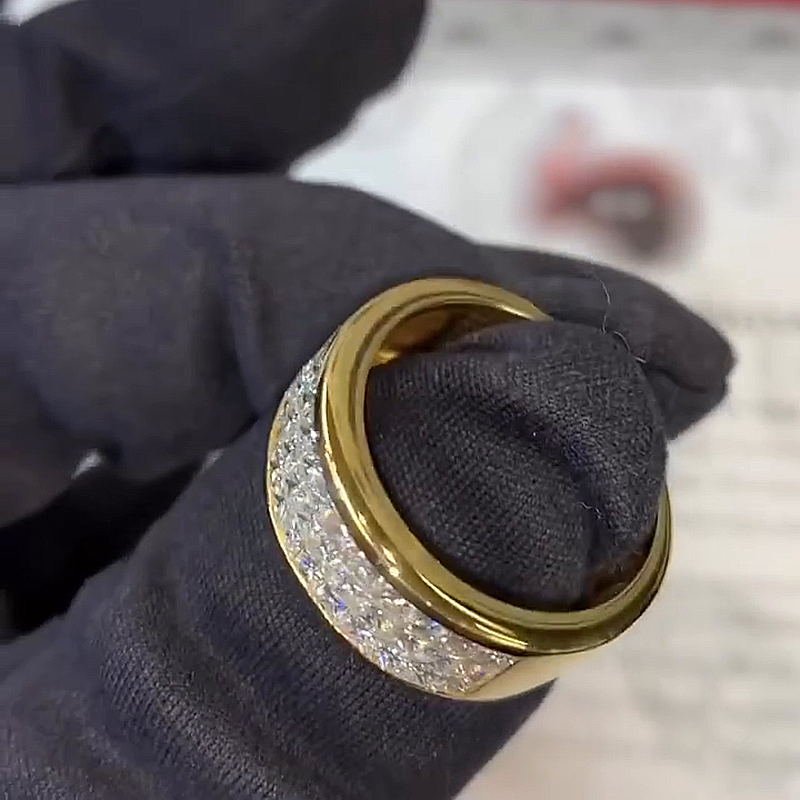 5ctw Princess Cut Invisible Setting Yellow Gold Handmade Men's Band Ring