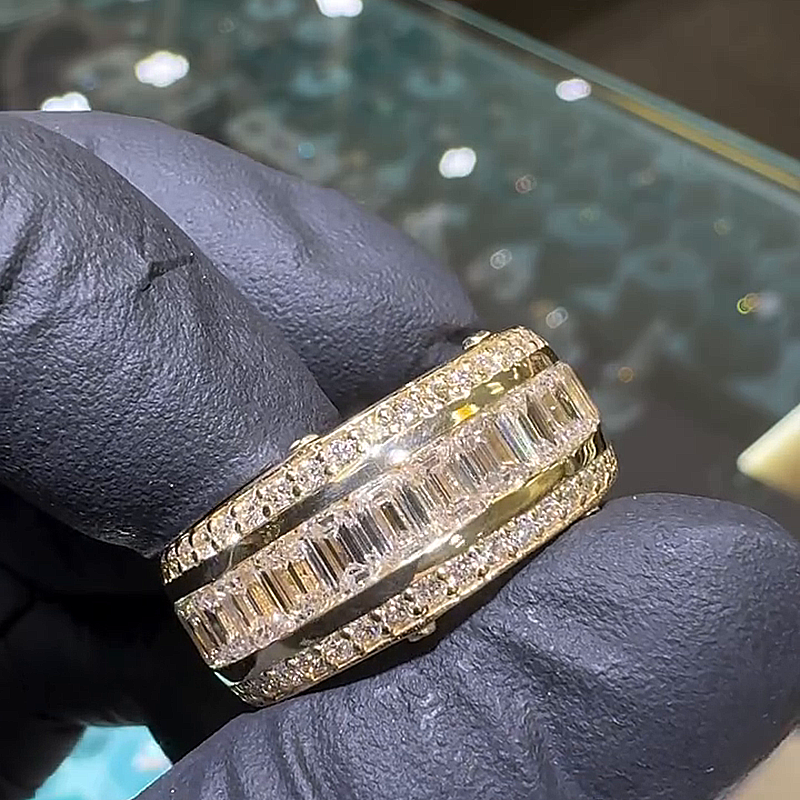 6ct Emerald Cut White Sapphire Eternity Band Handmade Men's Band