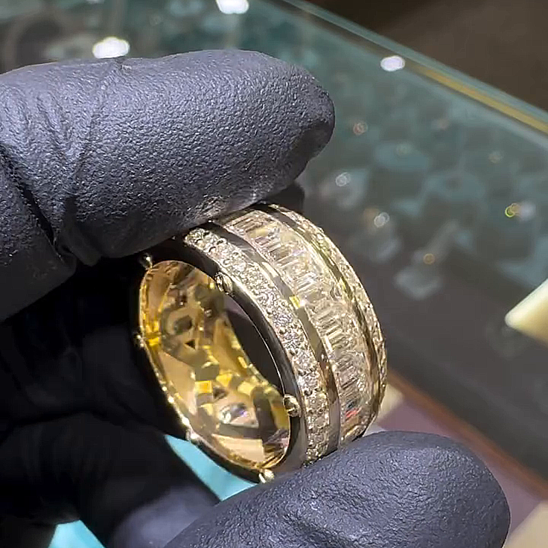 6ct Emerald Cut White Sapphire Eternity Band Handmade Men's Band