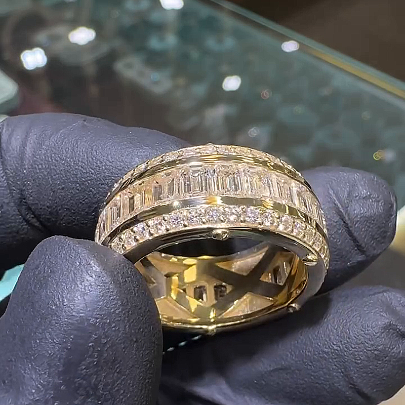 6ct Emerald Cut White Sapphire Eternity Band Handmade Men's Band