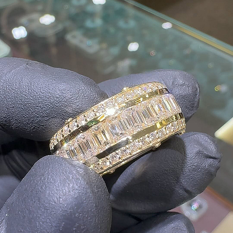 6ct Emerald Cut White Sapphire Eternity Band Handmade Men's Band