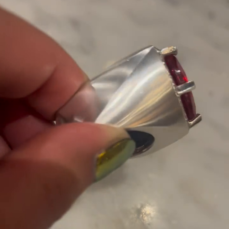 10ct Pear Cut Garnet Halo Handmade Unisex Ring