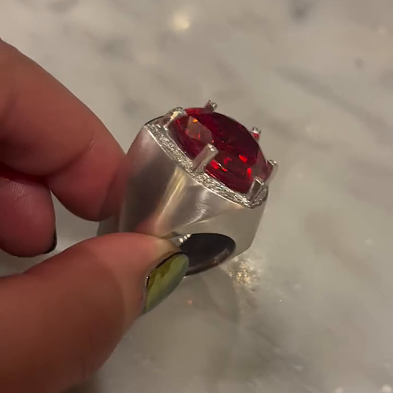 10ct Pear Cut Garnet Halo Handmade Unisex Ring