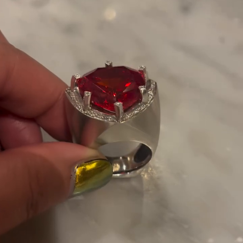 10ct Pear Cut Garnet Halo Handmade Unisex Ring