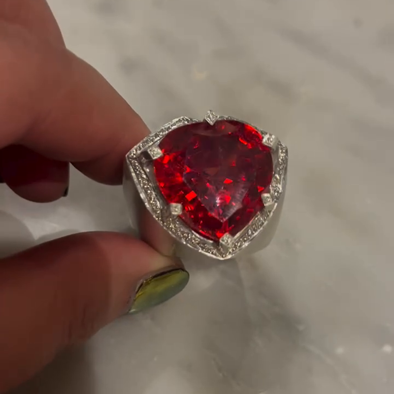 10ct Pear Cut Garnet Halo Handmade Unisex Ring