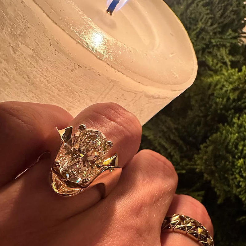 4ct Oval Cut White Sapphire Yellow Gold Ancient Myth Handmade Men's 2-Piece Ring Set