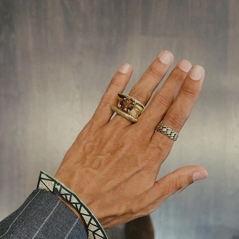 4ct Round Cut Amethyst Unique Designed Yellow Gold Handmade  Unisex Ring