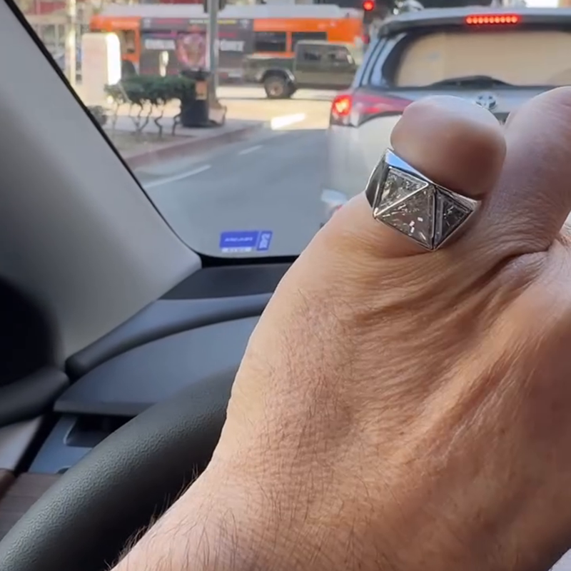 6ctw Trillion Cut White Sapphire Handmade Men's Ring