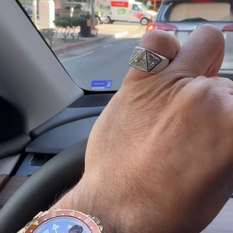 6ctw Trillion Cut White Sapphire Handmade Men's Ring