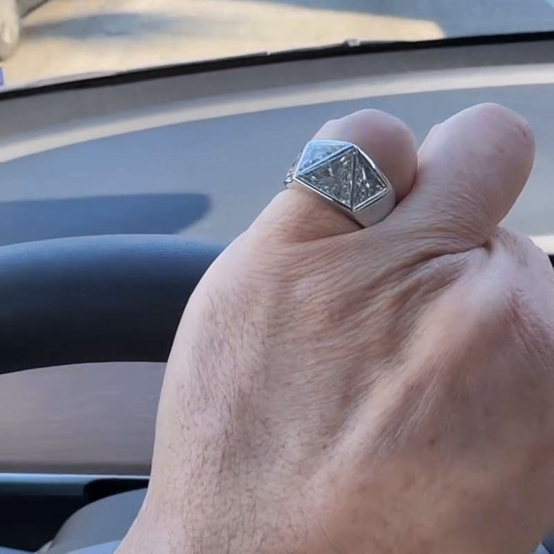 6ctw Trillion Cut White Sapphire Handmade Men's Ring