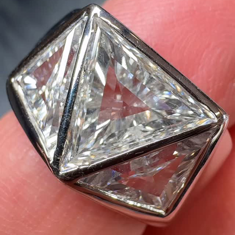 6ctw Trillion Cut White Sapphire Handmade Men's Ring