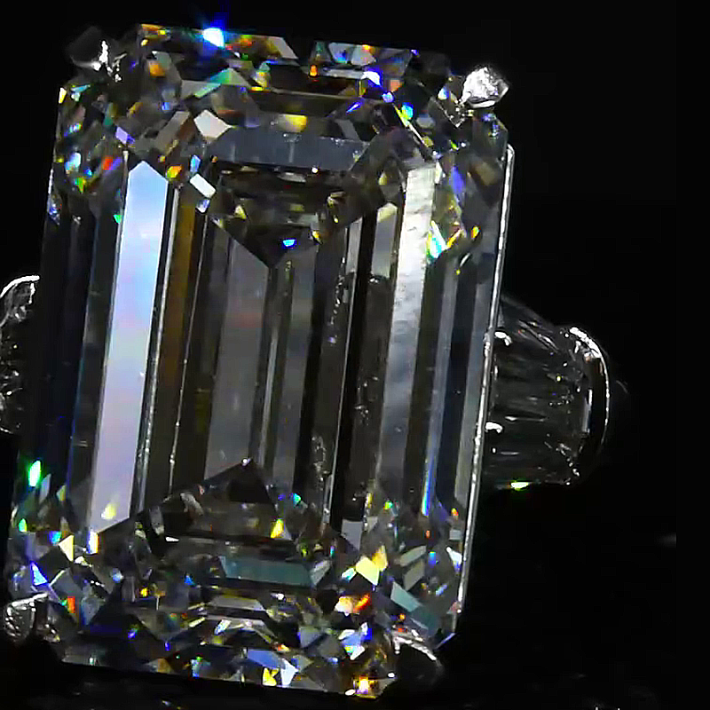 10ct Emerald Cut White Sapphire Handmade Sterling Silver Ring