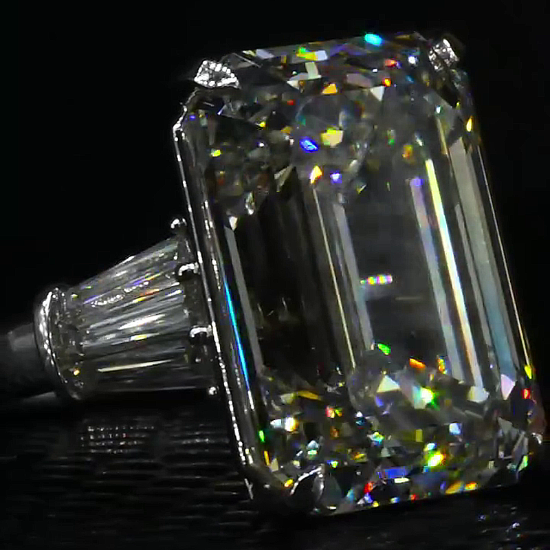 10ct Emerald Cut White Sapphire Handmade Sterling Silver Ring