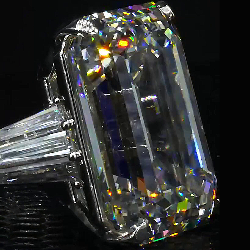 10ct Emerald Cut White Sapphire Handmade Sterling Silver Ring