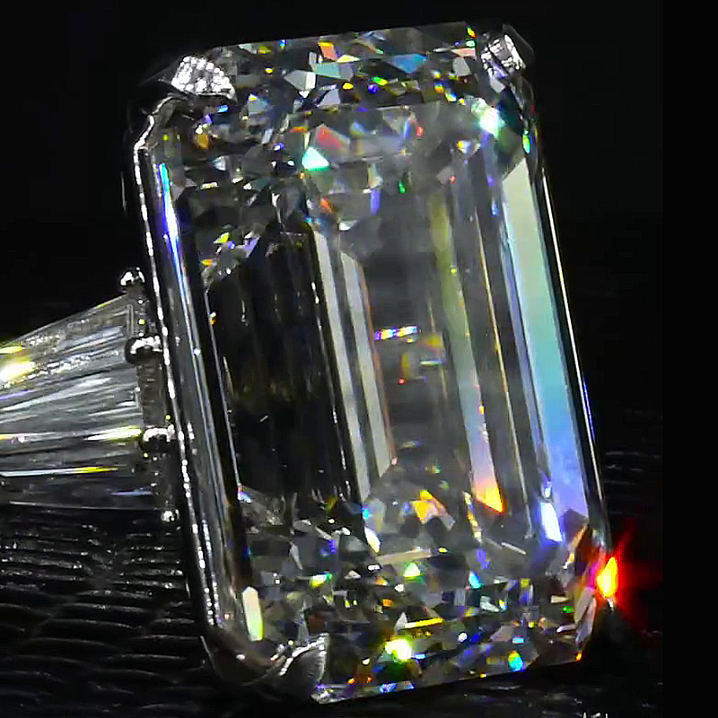 10ct Emerald Cut White Sapphire Handmade Sterling Silver Ring