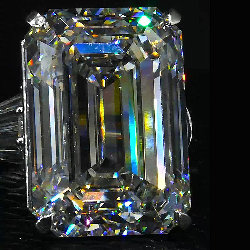 10ct Emerald Cut White Sapphire Handmade Sterling Silver Ring