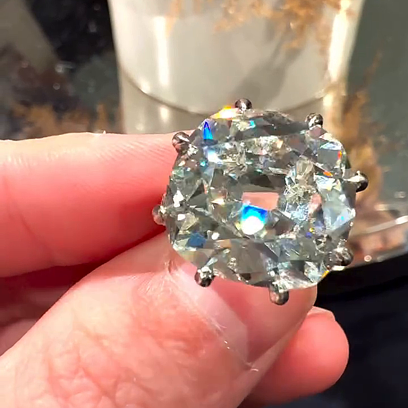 10ct Cushion Cut White Sapphire Pave Set Handmade Engagement Ring