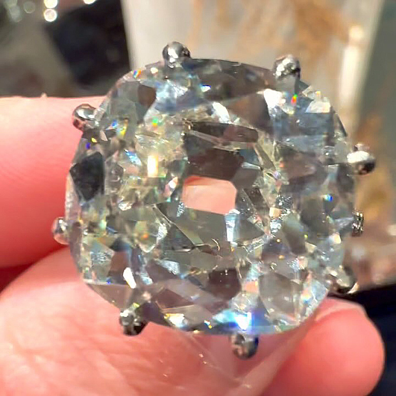 10ct Cushion Cut White Sapphire Pave Set Handmade Engagement Ring