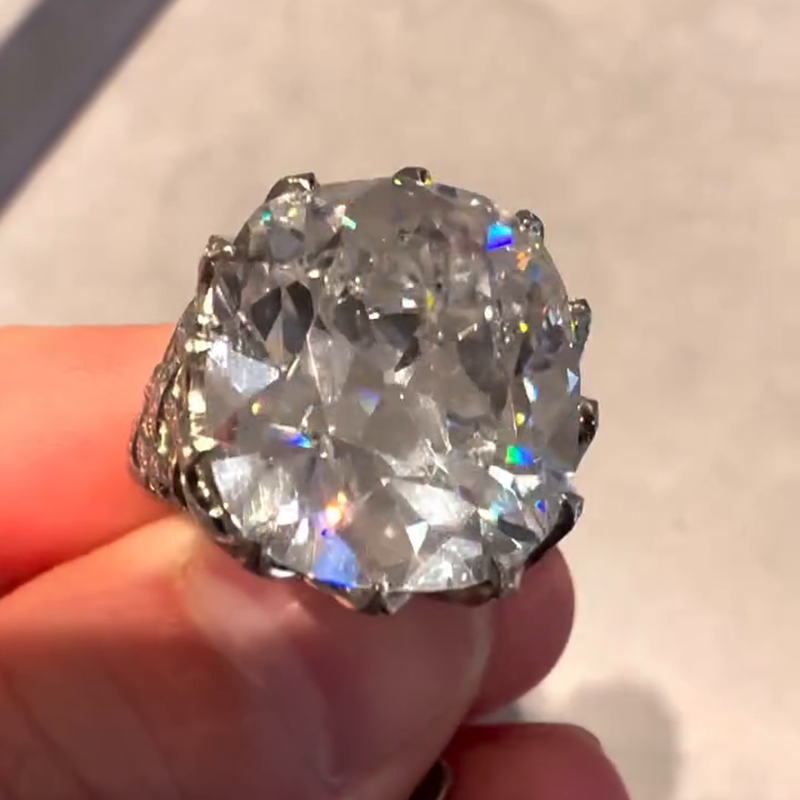 15ct Cushion Cut White Sapphire Pave Set Vintage Handmade Engagement Ring