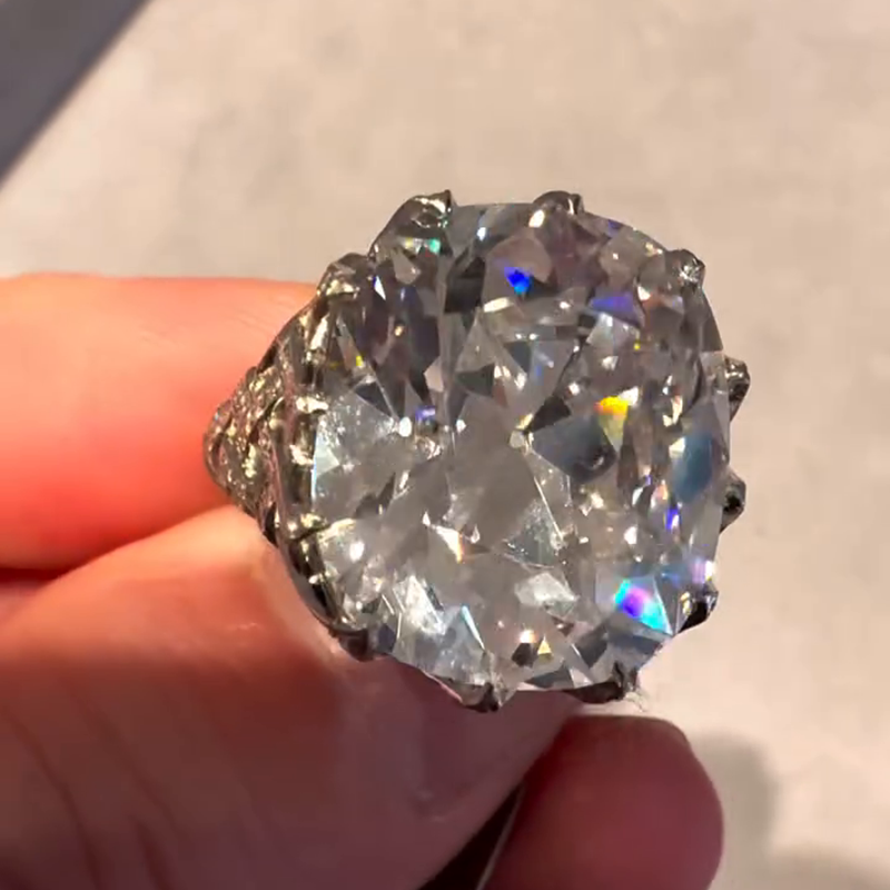 15ct Cushion Cut White Sapphire Pave Set Vintage Handmade Engagement Ring