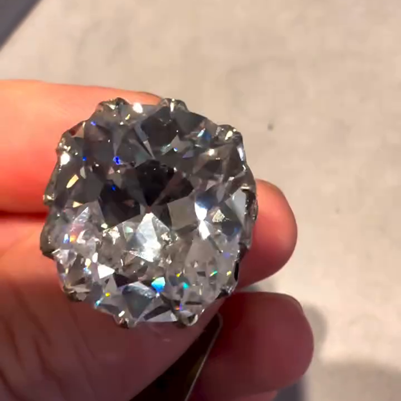 15ct Cushion Cut White Sapphire Pave Set Vintage Handmade Engagement Ring