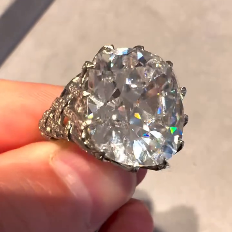 15ct Cushion Cut White Sapphire Pave Set Vintage Handmade Engagement Ring