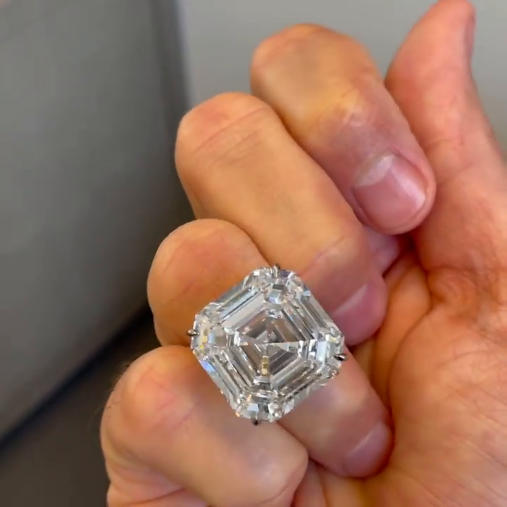 15ct Asscher Cut White Sapphire Handmade Sterling Silver Ring