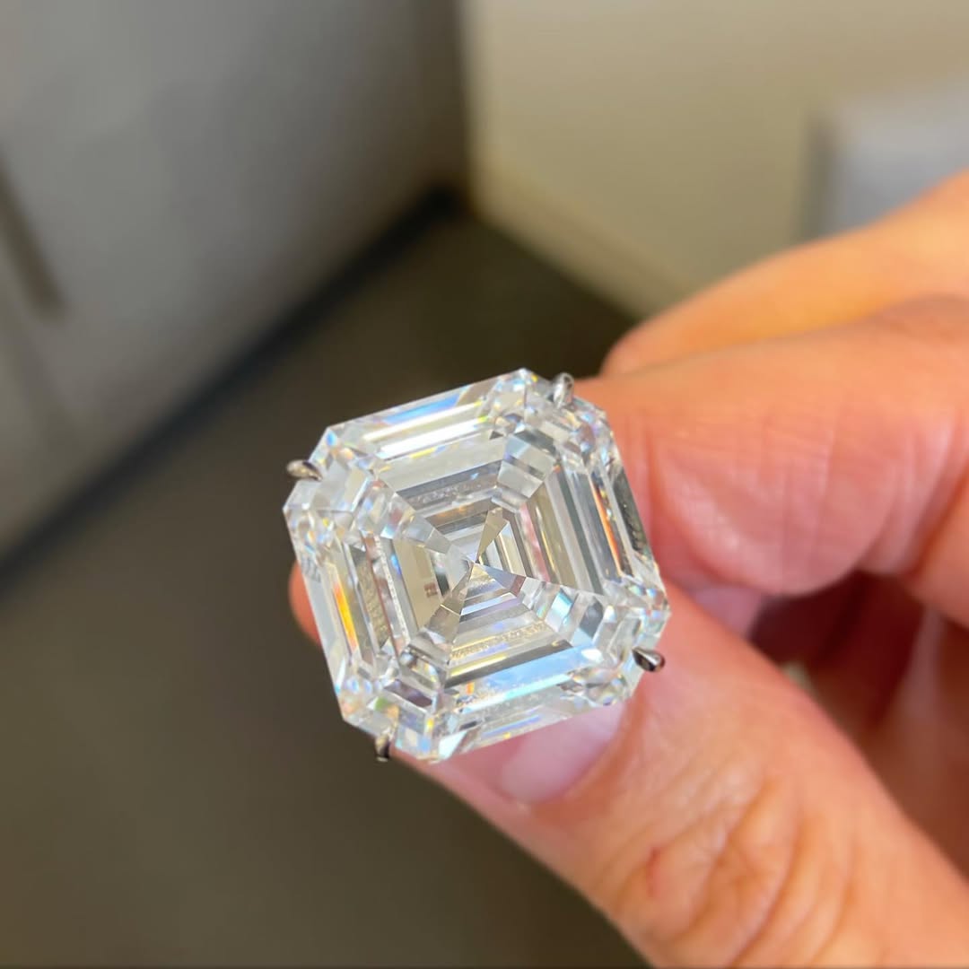 15ct Asscher Cut White Sapphire Handmade Sterling Silver Ring