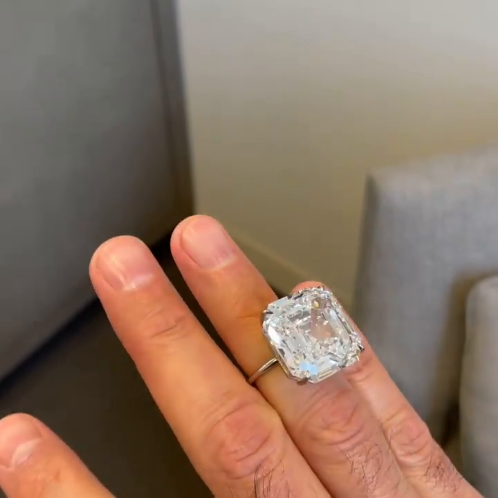 15ct Asscher Cut White Sapphire Handmade Sterling Silver Ring