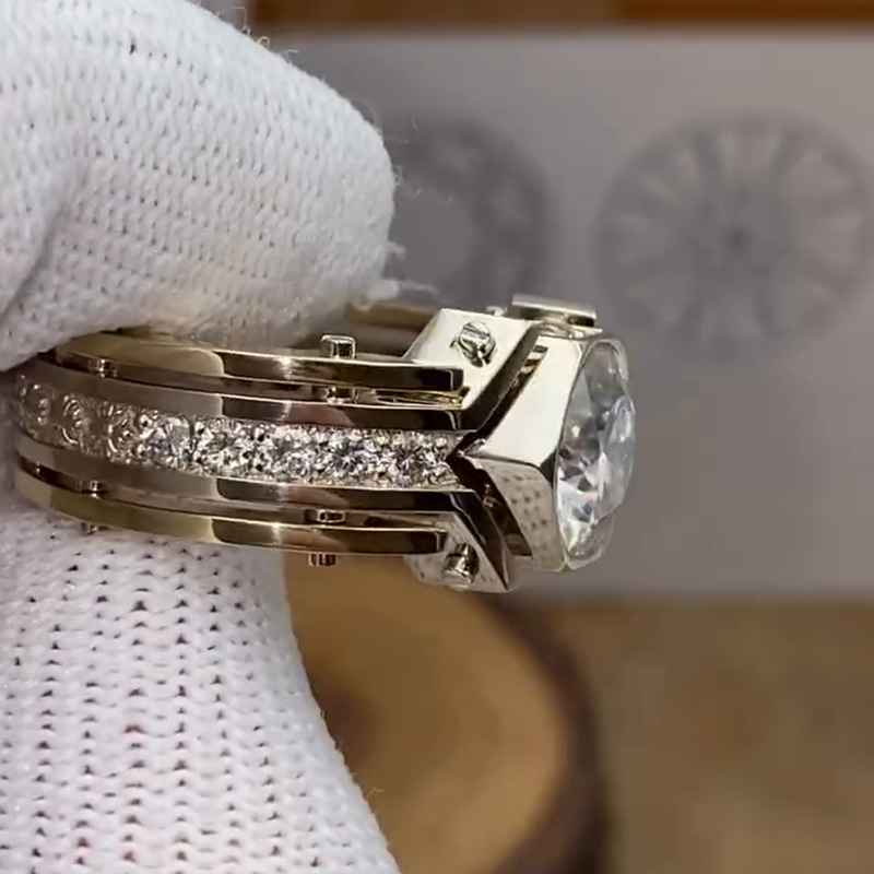 3ct Round Cut White Sapphire Vintage Handmade Sterling Silver Men's Ring