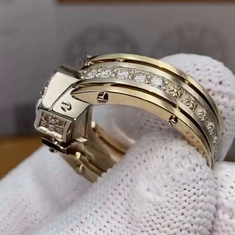 3ct Round Cut White Sapphire Vintage Handmade Sterling Silver Men's Ring