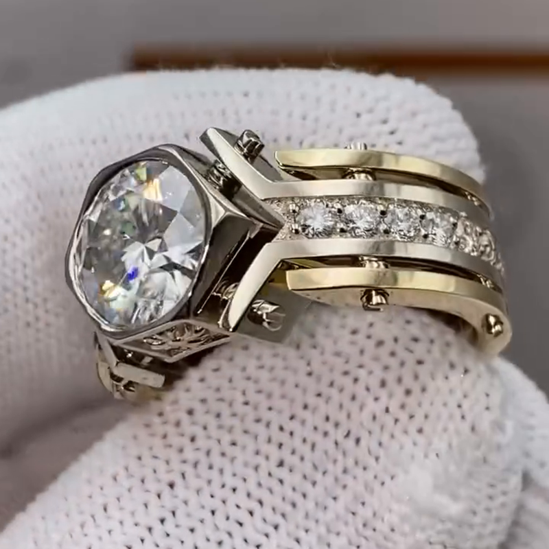 3ct Round Cut White Sapphire Vintage Handmade Sterling Silver Men's Ring