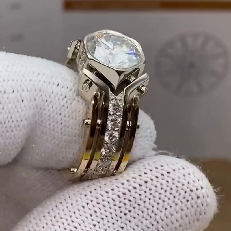 3ct Round Cut White Sapphire Vintage Handmade Sterling Silver Men's Ring