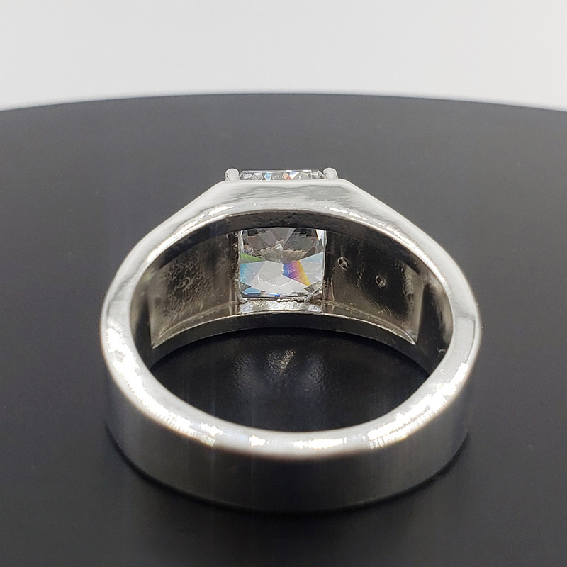 3.5ct Radiant Cut White Sapphire Classic Handmade Sterling Silver Men's Ring