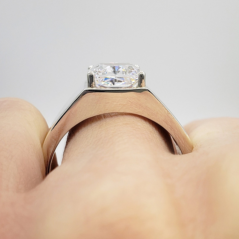 3.5ct Radiant Cut White Sapphire Classic Handmade Sterling Silver Men's Ring