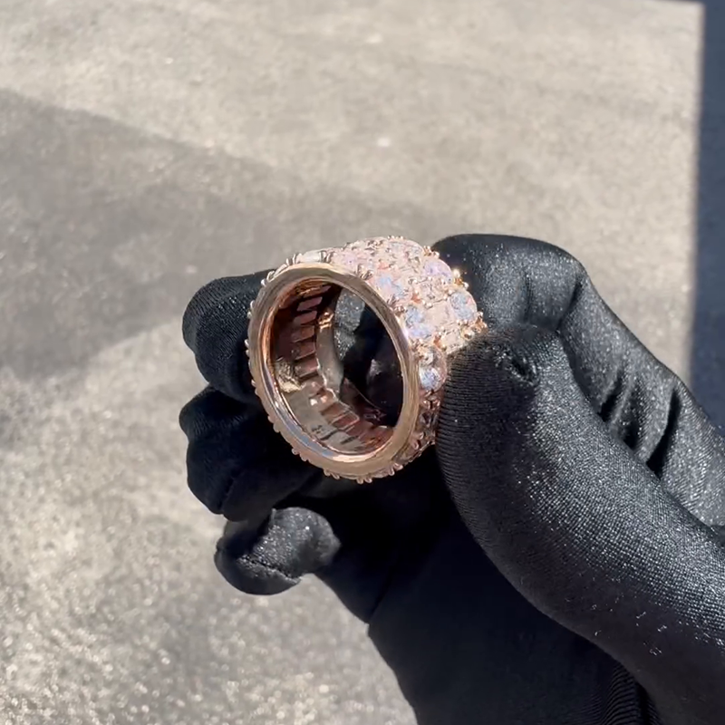 18ctw Round & Emerald Cut White Sapphire Rose Gold Handmade Men's Band